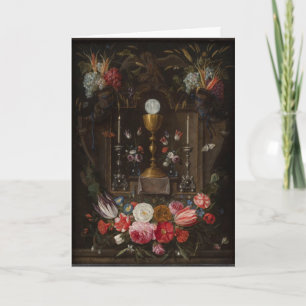 Erstkommunionkarte Eucharistie mit Blumen Karte