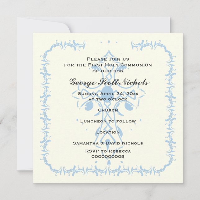Erstkommunionsbestätigung für das Blaue Kreuz Einladung (Vorderseite)