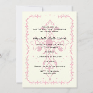 Erstkommunionsbestätigung von Rosa Kreuz Einladung