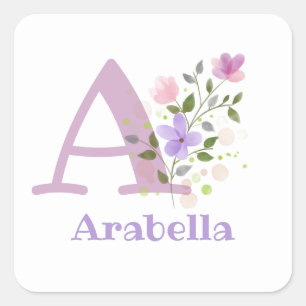 Erstmalige Bezeichnung Arabella Floral Design Quadratischer Aufkleber