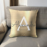 Erstmalige Bezeichnung für das Gold Brushed Metal  Kissen<br><div class="desc">Luxus Gold Foil gebürstetes Metall Monogram Name und Initial Kissen. Das Kissen ist das perfekte Geschenk für jemanden,  der sein Zimmer stilvoll dekoriert.</div>