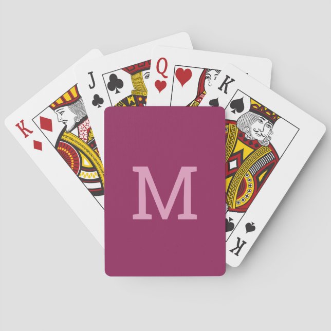 Erstmalige Himbeerrosa Monogramm-Karten Spielkarten (Rückseite)