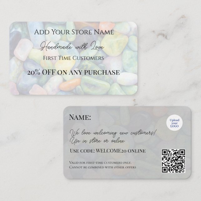 Erstmalige Kunden belohnen Crystal-Inspiriert Stei Rabattkarte (Vorne/Hinten)