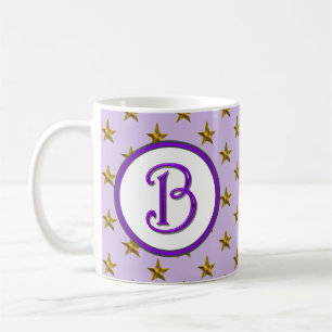 Erstmalige Lila Himmelssternmonogramm Kaffeetasse
