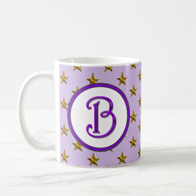 Erstmalige Lila Himmelssternmonogramm Kaffeetasse (Links)