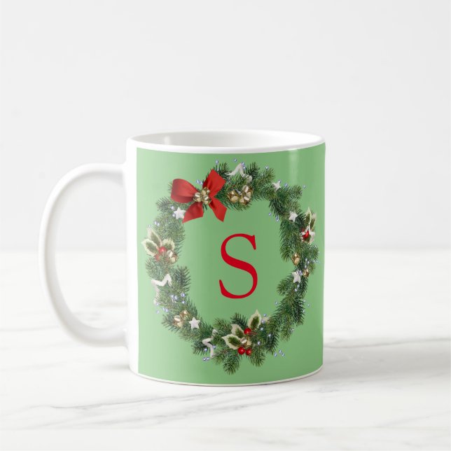 Erstmalige Monogramm Weihnachtskraut Tasse Geschen (Links)