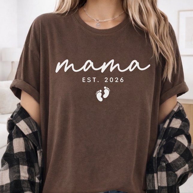Erstmalige Mutter | Moderner persönlicher Mama-Spr T-Shirt (minimalist mama shirt gift, custom mama shirt gift, personalized motherhood shirt, new mom shirt)