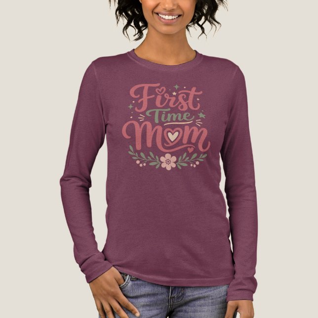 Erstmalige Mutter Süße Florale Mutterschaft Design Tri-Blend Shirt (Vorderseite)