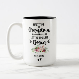 Erstmalige Oma-Tasse personalisiert mit Est-Jahr, Zweifarbige Tasse