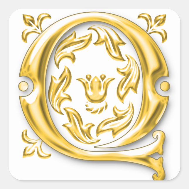 Erstmalige Q Monogram Aufkleber in Gold (Vorderseite)