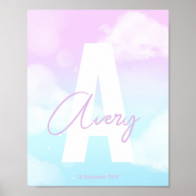 Erstmalige, rosa Monogramm-Wand Poster (Vorne)