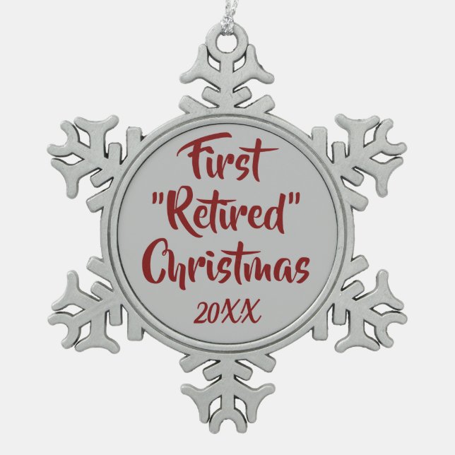 Erstmalige Weihnachtsschmuck Schneeflocken Zinn-Ornament (Vorderseite)