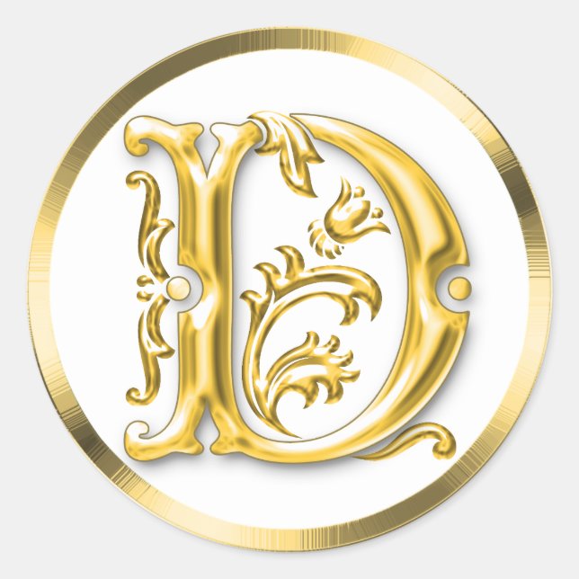 Erstmaliger D-Rundaufkleber in Gold Runder Aufkleber (Vorderseite)