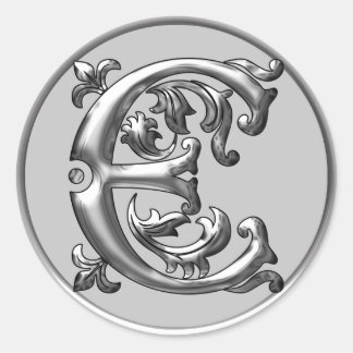 Erstmaliger E Rundaufkleber in Silber Runder Aufkleber