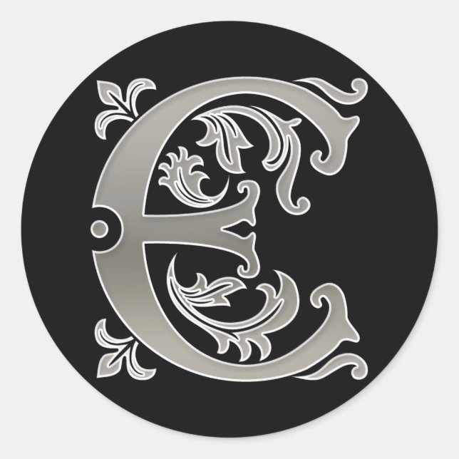 Erstmaliger E Rundaufkleber in Silber Runder Aufkleber (Vorderseite)