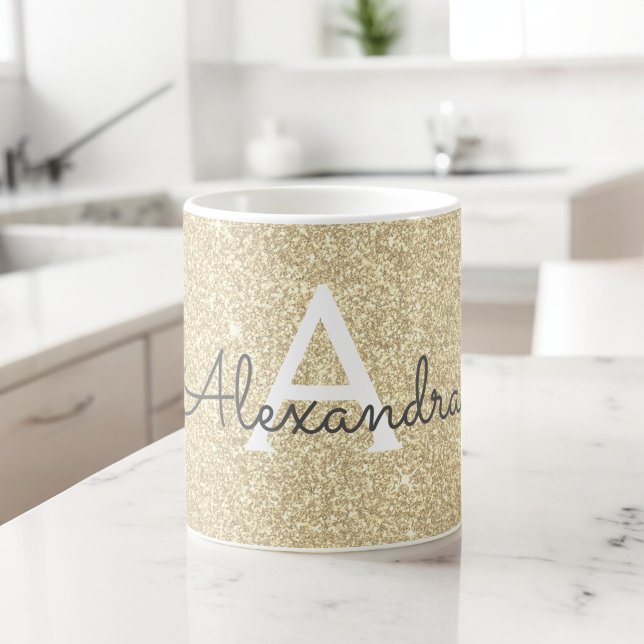 Erstmaliger Name des Monogram-Glitzer von Luxury G Kaffeetasse (Von Creator hochgeladen)