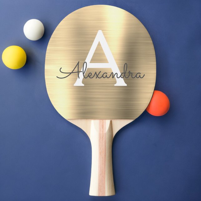 Erstmaliger Name des Monogramms Luxury Gold Metall Tischtennis Schläger (Von Creator hochgeladen)