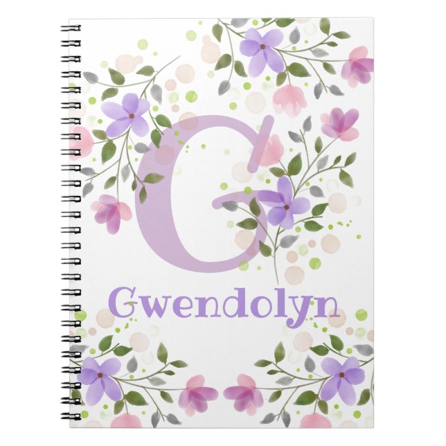 Erstmaliger Name Gwendolyn mit Blume Notizblock (Vorderseite)