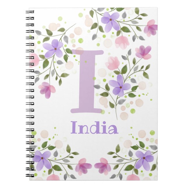 Erstmaliger Name Indien mit Blume Notizblock (Vorderseite)