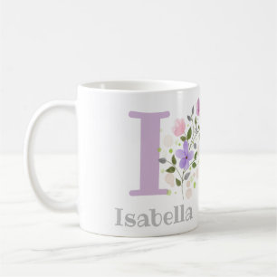 Erstmaliger Name Isabella mit Blume Kaffeetasse