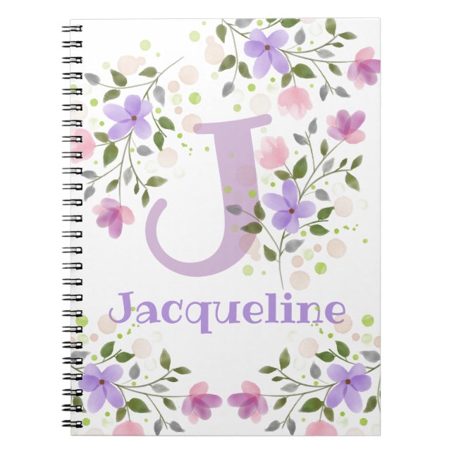 Erstmaliger Name Jacqueline mit Blume Notizblock (Vorderseite)