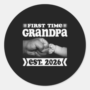 Erstmaliger Opa Neuer Papa Est 2026 Hemd Väter  Runder Aufkleber