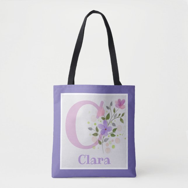 Erstmaliger Plus Name Clara mit Blume (Vorderseite)