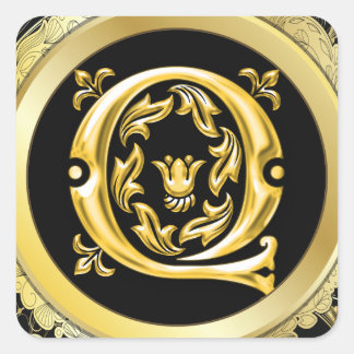Erstmaliger Q-Square-Aufkleber in Gold Quadratischer Aufkleber