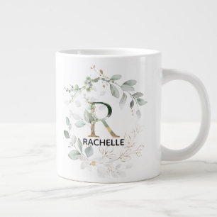 Erstmaliger R-Name Alphabet Monogram Greenery Wrea Jumbo-Tasse