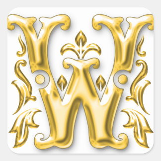 Erstmaliger W-Aufkleber in Gold Quadratischer Aufkleber