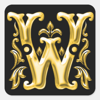 Erstmaliger W-Aufkleber in Gold Quadratischer Aufkleber