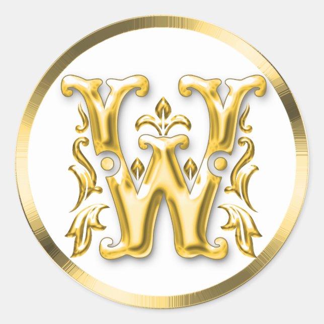 Erstmaliger W-Rundaufkleber in Gold Runder Aufkleber (Vorderseite)