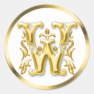 Erstmaliger W-Rundaufkleber in Gold Runder Aufkleber