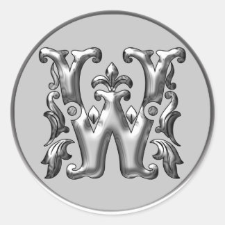 Erstmaliger W Rundaufkleber in Silber Runder Aufkleber