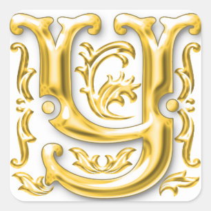 Erstmaliger Y-Aufkleber in Gold Quadratischer Aufkleber
