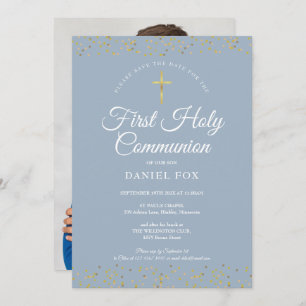 Erstmaliges Dusty Blue Gold Dust Foto Save The Date