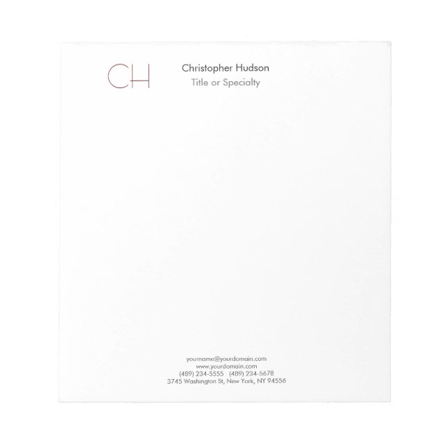 Erstmaliges Monogramm Modernes, Minimalistisches S Notizblock (Vorderseite)