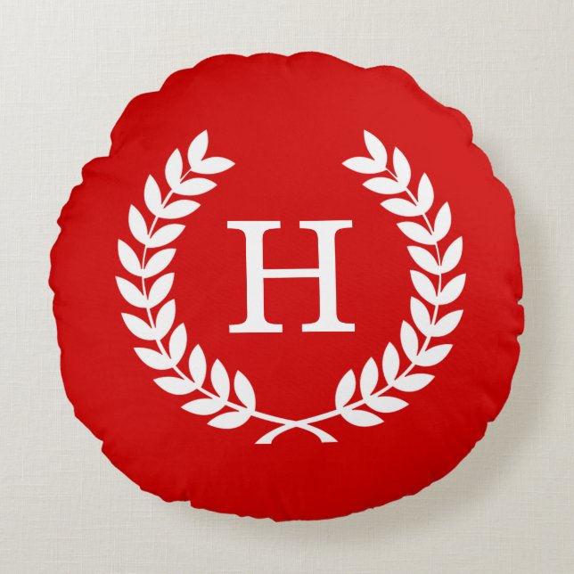 Erstmaliges Monogramm Rundes Kissen (Vorderseite)