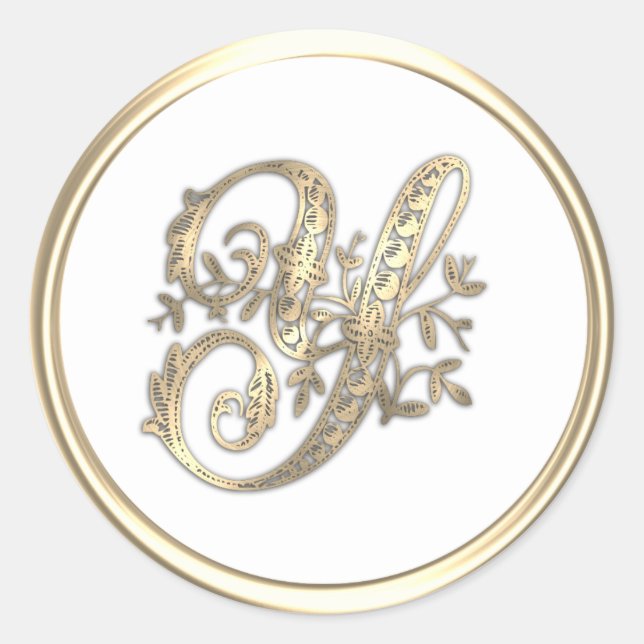 Erstmaliges Monogramm Y mit Gold und einer beliebi Runder Aufkleber (Vorderseite)