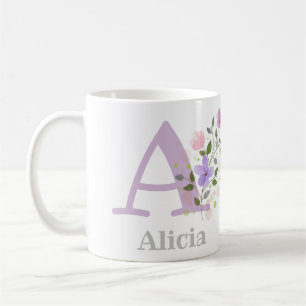 Erstmaliges Plus Name Abigail mit Blume Kaffeetasse