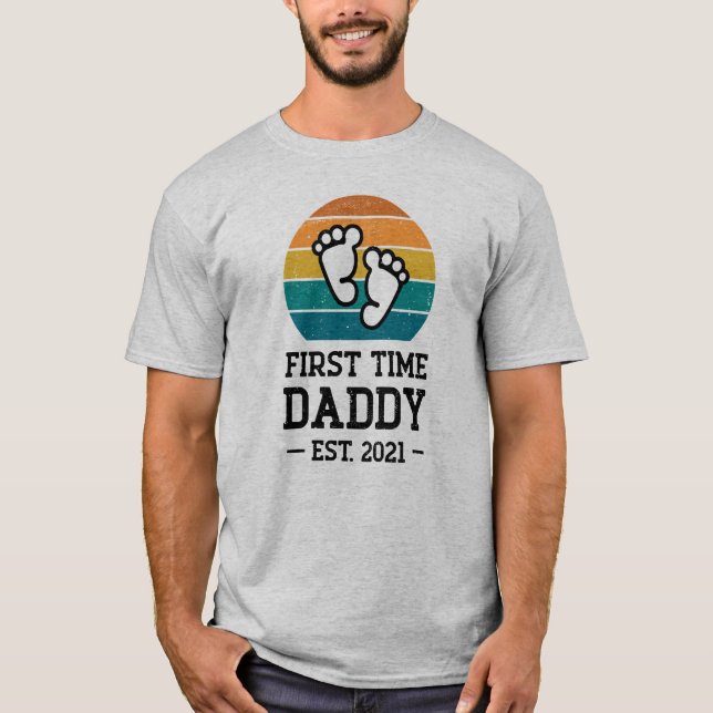 Erstmals Daddy Est 2021 New Dad Väter Day T-Sh T-Shirt (Vorderseite)