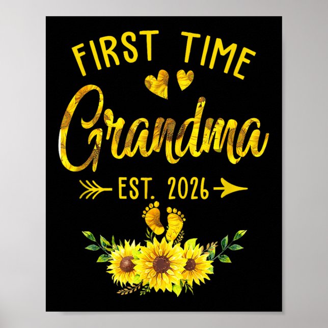 Erstmals Oma Est 2026 Sonnenblume Poster (Vorne)