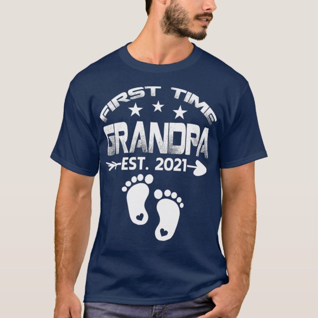 Erstmals Opa 2021 New Opa zum Geschenk T-Shirt (Vorderseite)