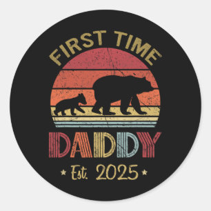 Erstmals Papa New Dad Est 2025 Vatertag Junge Runder Aufkleber