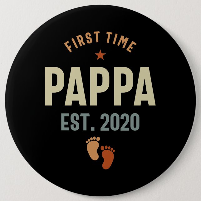Erstmals Pappa Est 2020 Daddy-Geschenk Button (Vorderseite)