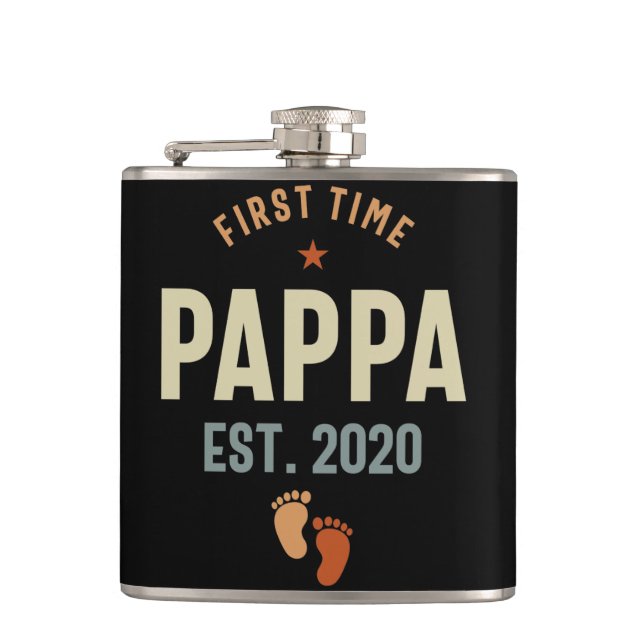 Erstmals Pappa Est 2020 Daddy-Geschenk Flachmann (Vorderseite)