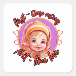 Erstmütter, erste Liebe - Mädchen Quadratischer Aufkleber