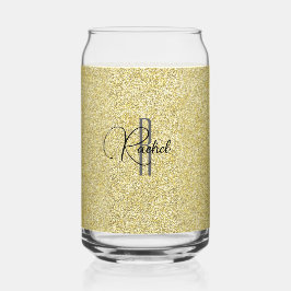 Erstname, Gold Glitzer Print Beverage 16oz Dosenglas