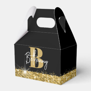 Erstname Luxe Black Gold Monogram Geschenkschachtel
