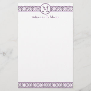 Erststagnieren der Lila blutweißen Monogramm Briefpapier